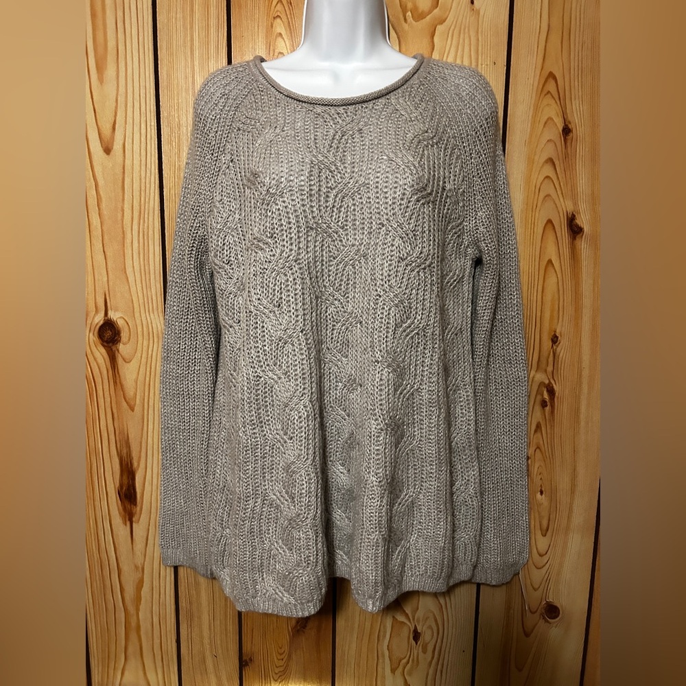 NEW Women’s Pullover Crewneck Sweater Light Gray Size LP Long Sleeve Sonoma